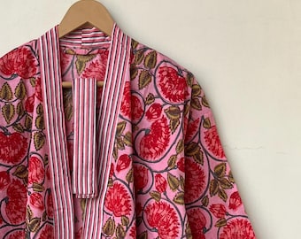 Peignoir kimono en coton, robes à imprimé floral bloc, kimono pour femme, robe de nuit, cadeau de demoiselle d'honneur, robe de mariée, peignoir kimono, camouflage de plage