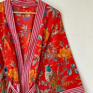 Handmade Cotton Kimono Robe: Indian Block Print Beach Cover-Up