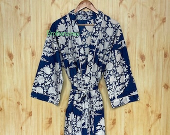 Belle robe kimono en coton, peignoir kimono, kimono en coton imprimé bloc à la main, robe de douche, robe kimono en coton, robe de chambre, peignoirs