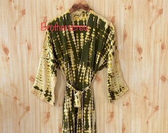 Tiedyed Rayon Kimono Robes for Women Indian Dressing Gown Unisex Beach Cover up