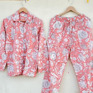 Handmade Cotton Pajama Set: Floral Two-Piece Lounge Wear