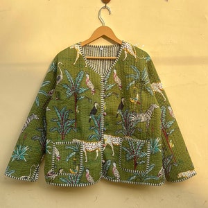 Handmade Cotton Quilted Kimono Jacket: Reversible Boho Coat