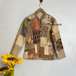 Handmade Patchwork Sari Jacket: Reversible Indian Cotton Coat