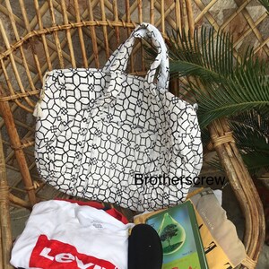 Indian Cotton Block Print Quilted Bag: Handmade Travel Tote