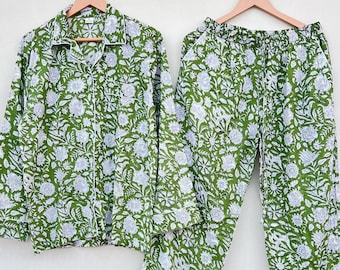 Block Print Cotton Pajama Set: Soft Summer Sleepwear