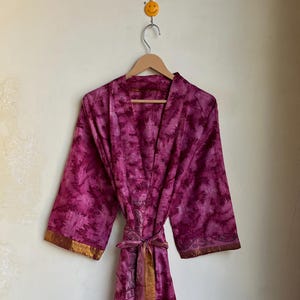 Recycled Silk Kimono Robe: Boho Beach Cover-Up