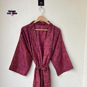 Vintage Silk Sari Kimono Robe: Boho Festival Lounge Wear