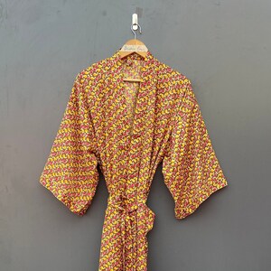 Multicolor Silk Kimono Robe: Vintage Sari, Hand-Stitched