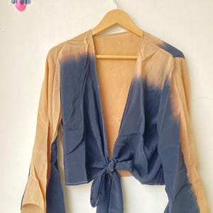 Recycled Crepe Silk Crop Top: Boho Festival Tie Top