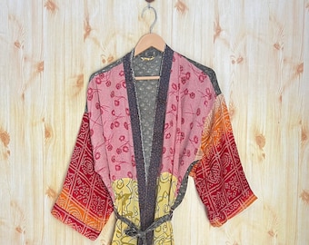 Long silk kimono Lightweight kimono Vintage Kimono with Belt Bridesmaid Robe Christmas Gift Gifts for Her