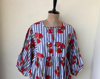 Floral Block Print Soft Cotton Summer Dress, Kyra Midi Dress, Dresses for Women, String Closer Dress