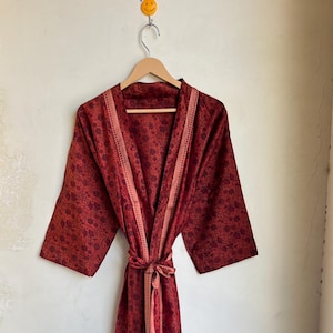 Vintage Silk Sari Kimono Robe: Bohemian Beach Cover Up