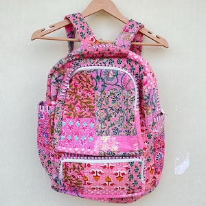 Mochila de patchwork acolchada de algodón hecha a mano: bolso bohemio hippie