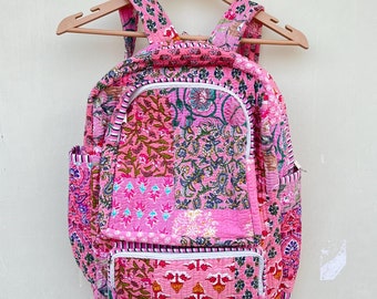 Handmade Cotton Quilted Patchwork Backpack: Bohemian Hippie Tote