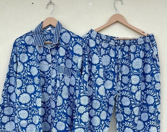Indian Block Print Cotton Pajama Set: Women&#39;s Soft Sleepwear