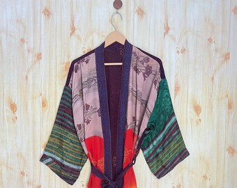 Trendy silk kimono for women Long kimono Resort Wear Vacation Beach Dress Boho Silk Dress kimono floral print long silk kimono summer kimono