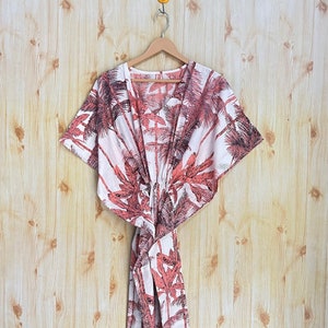 Hand Block Print Cotton Kaftan Robe: Plus Size Beach Cover-Up