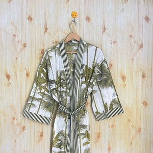 Hand Block Print Cotton Kimono Robe: Plus Size Festival Wear