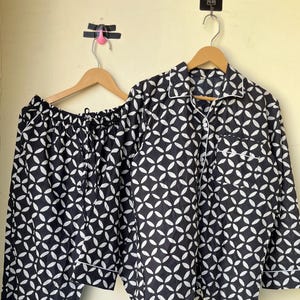 Indian PJ Set 100% Cotton Block Print Pajama Set, Night Wear, Bridesmaid Pajama Set, Womens pajamas Set Cotton Pants Shirt Set, Summer Dress