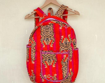 Handmade Indian Cotton Backpack: Quilted Patchwork Travel Bag