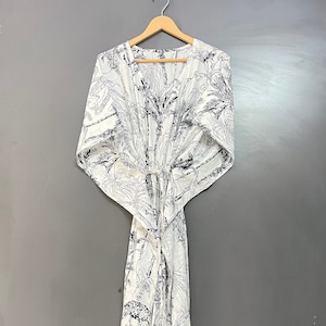 Hand Block Print Cotton Kaftan Robe: Plus Size Beach Cover-Up