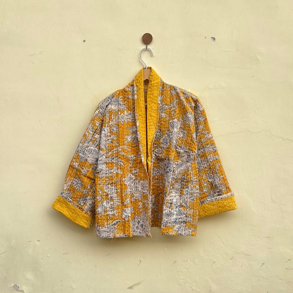 Etsy’s Pick, Women's Wear, Bestseller, Kantha Jacket Kimono Robe, Popular now, Kantha Short Jacket, Express delivery, Quilted Kimono Jackets