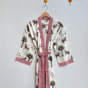 Beautiful Cotton Kimono Dress, Bath Robe Kimono, hand Block Printed Cotton Kimono, Shower Robe, Cotton Kimono Robe, Dressing Gown