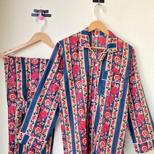 Indian Handmade Floral Print Pure Cotton Women&#39;s Wear Night Pajama Set ,Women&#39;s clothing ,Bridesmaid Pajama Comfortable Soft Clothing Pj Set