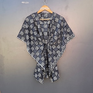Handmade Crepe Silk Kaftan Robe: Embroidered Indian Sari, Free/Plus Size