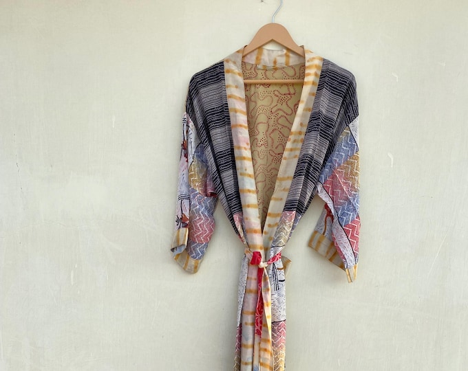 Vintage Indian Silk Kimono Robe: Hand-embroidered Sequin Gown - Etsy