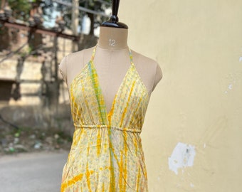 Yellow Mini Silk Dress, Maxi Dress Boho, Wrap Maxi Dress,  V Neck Wedding Beach Party Wear, Maxi for Teenage Girls