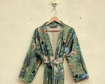 Yellow Junge 100% Cotton Velvet Kimono Robe main image 1