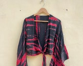 Indian Tie Dye Crop Top, Front Tie Up Top, Women's Crop Top, Silk Floral Crop Top, Full Sleeves Crop Top, Summer Wear Top, Front Tie Top