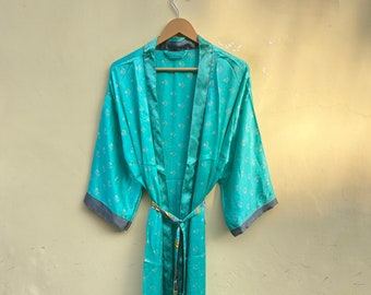 Floral Kimono Robe | Kimono Gown | Floral Cardigan Robe For Women | Unique Floral Kimono Gown | Polysilk ! Gift For Mom