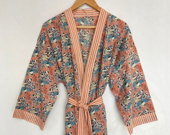 Kimono aus Baumwolle, Hausmäntel, türkischer Bademantel, Morgenkleid, Brautroben, Bademantel aus Baumwolle, Pareo, Hamam-Kleid, grün, Tyeup / Bademantel