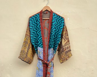 Woman silk kimono, Vintage kimono, Boho kimono, Silk dressing gown, Christmas gift, Gifts for her