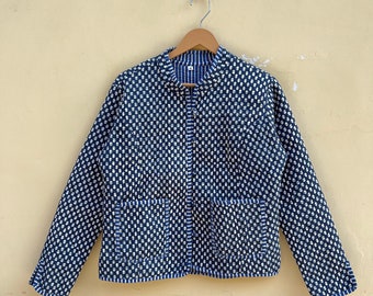 Indigo Handmade Reversible Cotton Jacket For Women , Women Clothing , New Collection