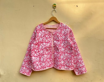 Handmade Cotton Quilted Kimono Jacket: Vintage Style, Boho Wear