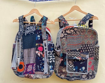 Handmade Patchwork Cotton Backpack: Indian Travel Bag
