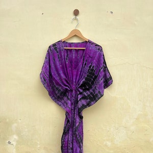 Boho Dress, Tie Dye Dress Plus Size, Caftan Dress, Tie Dye  Purple, Silk Kaftan , Plus Size Dress, Plus Size, Loose Sleeve