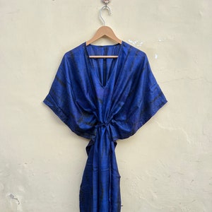 Trending Indian Blue Silk tye And Dye Indian Vintage Handmade kaftan ... New kaftan Collection , Beautiful silk Kaftan , indian Handmade