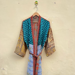 Woman silk kimono, Vintage kimono, Boho kimono, Silk dressing gown, Christmas gift, Gifts for her
