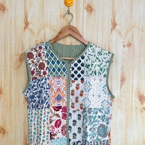 Handmade Cotton Patchwork Kantha Jacket: Bohemian Quilted Coat