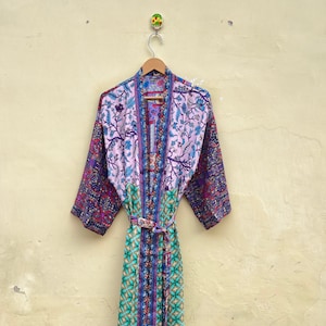 Recycled Poly Silk Kimono Robe: Boho Beach Cover-Up