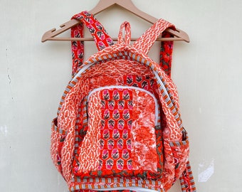 Handmade Cotton Patchwork Backpack: Bohemian Hippie Laptop Bag