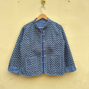 Vintage Indian Block Print Jacket: Reversible Cotton Silk Bohemian Coat