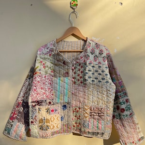 Handmade Cotton Patchwork Quilted Jacket: Boho Indian Coat