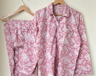 Floral Cotton Pajama Set: Bohemian Indian Nightwear