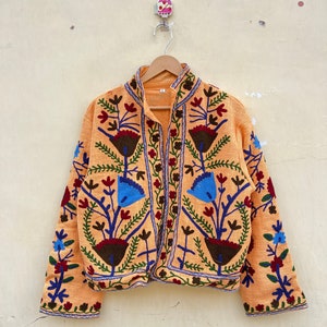 Handmade Suzani Embroidery Jacket: Cotton Winter Coat