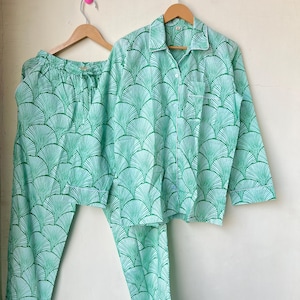 Block Print Cotton Pajama Set: Bohemian Sleepwear